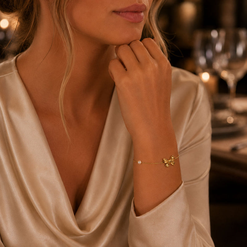 Jeux De Rubans 18ct Yellow Gold Pearl And Diamond Bracelet