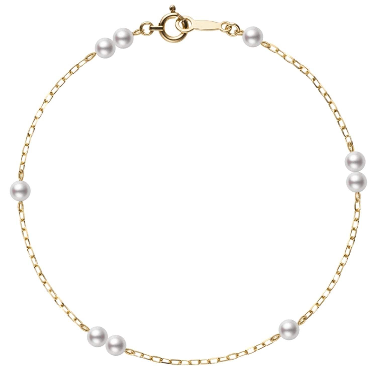 18ct Yellow Gold Akoya Pearl Chain Bracelet