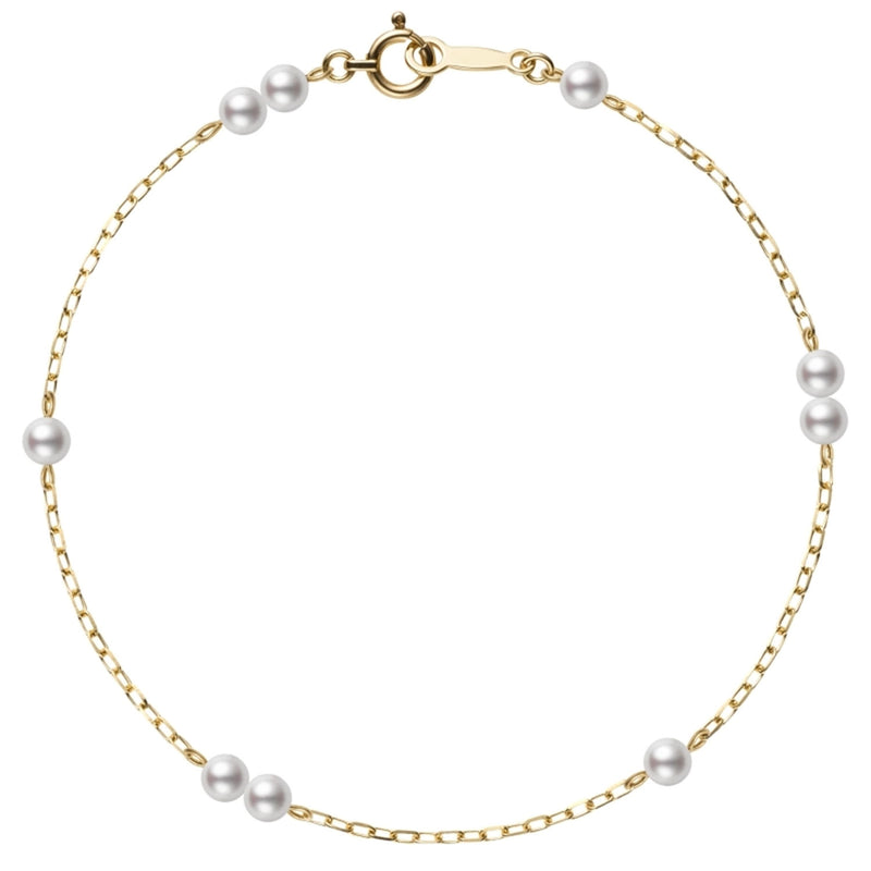 Mikimoto 18ct Yellow Gold Akoya Pearl Chain Bracelet - Berry's Jewellers