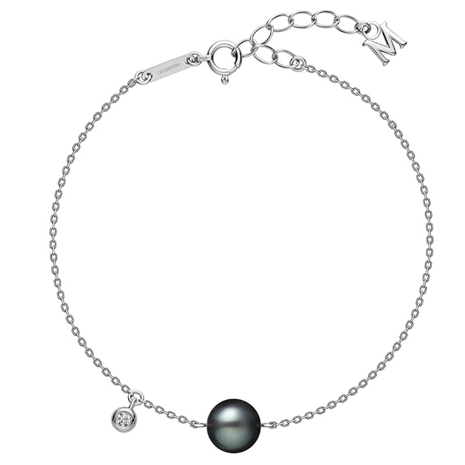 Mikimoto 18ct White Gold Black Pearl And Diamond Bracelet - Berry's Jewellers