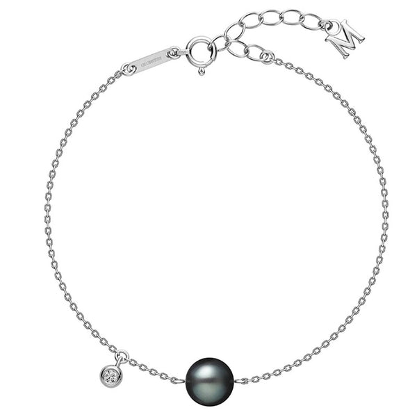 18ct White Gold Black Pearl And Diamond Bracelet