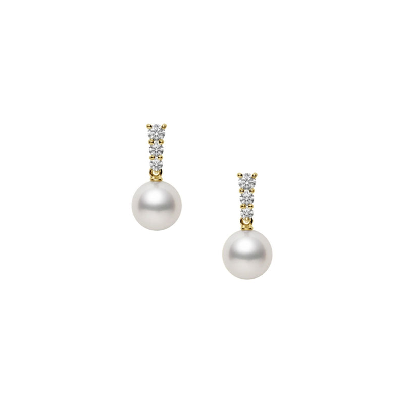 Mikimoto Morning Dew Pearl And Diamond Drop Earrings - Berry's Jewellers