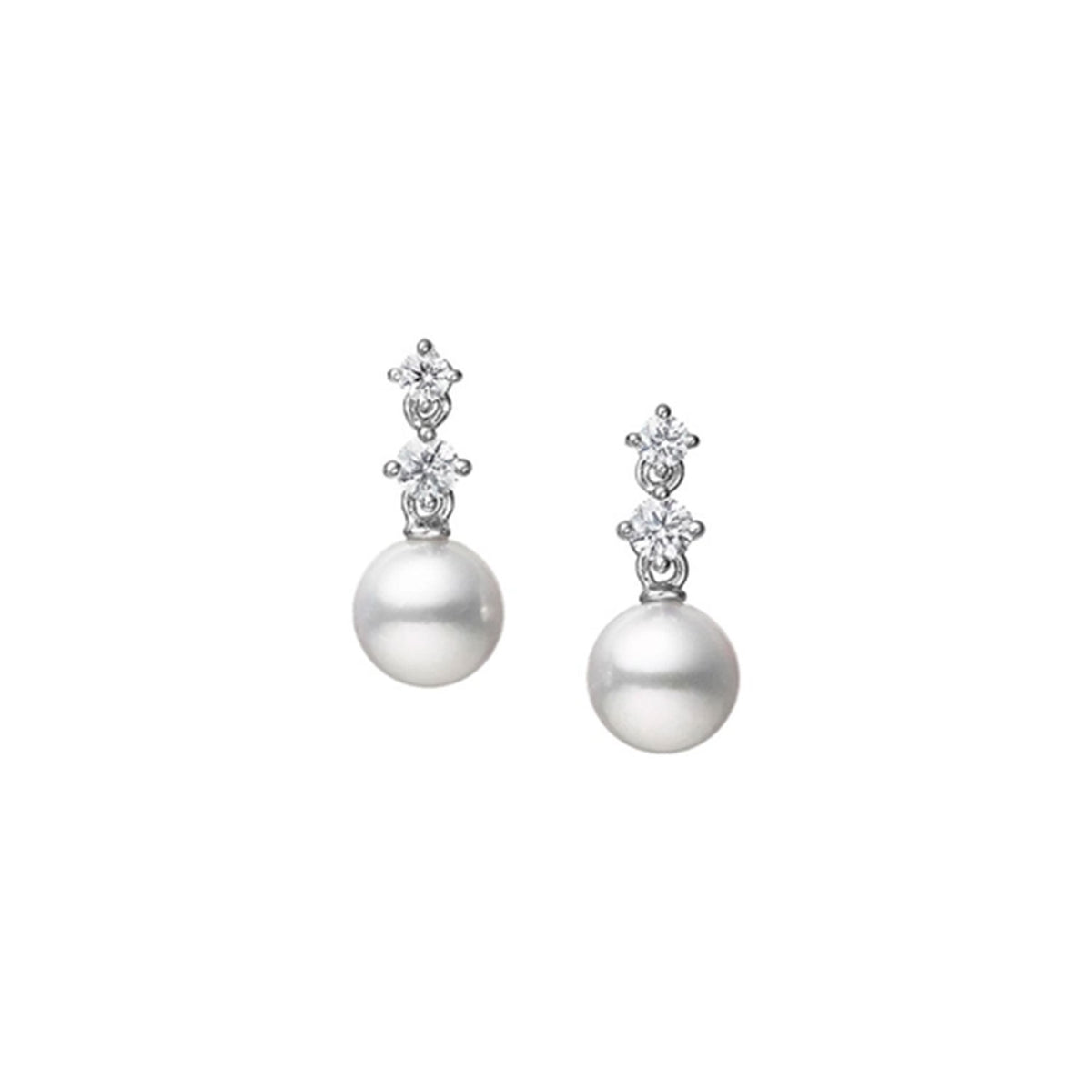 Morning Dew 18ct White Gold Pearl and Diamond Drop Earrings