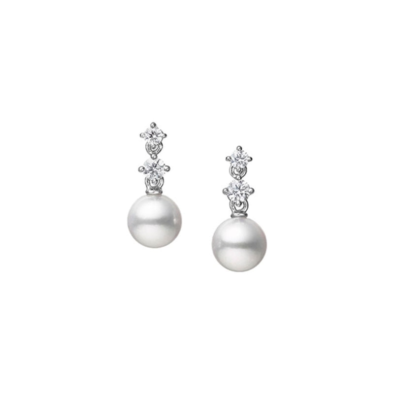 Morning Dew 18ct White Gold Pearl and Diamond Drop Earrings