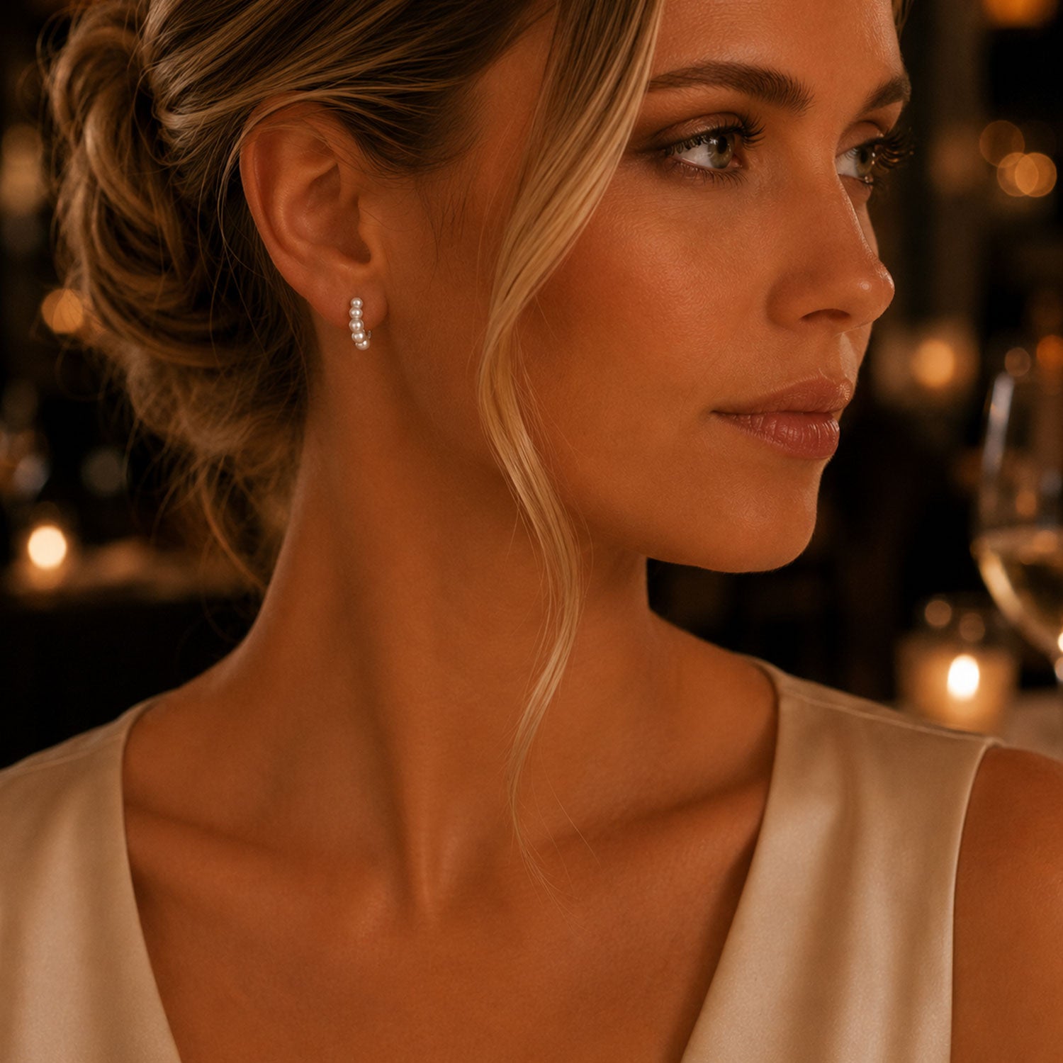 18ct White Gold Bubble Pearl Earrings
