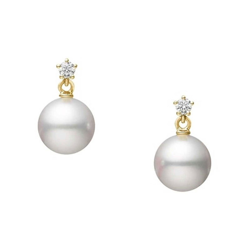 18ct Yellow Gold Pearl and Diamond Earrings
