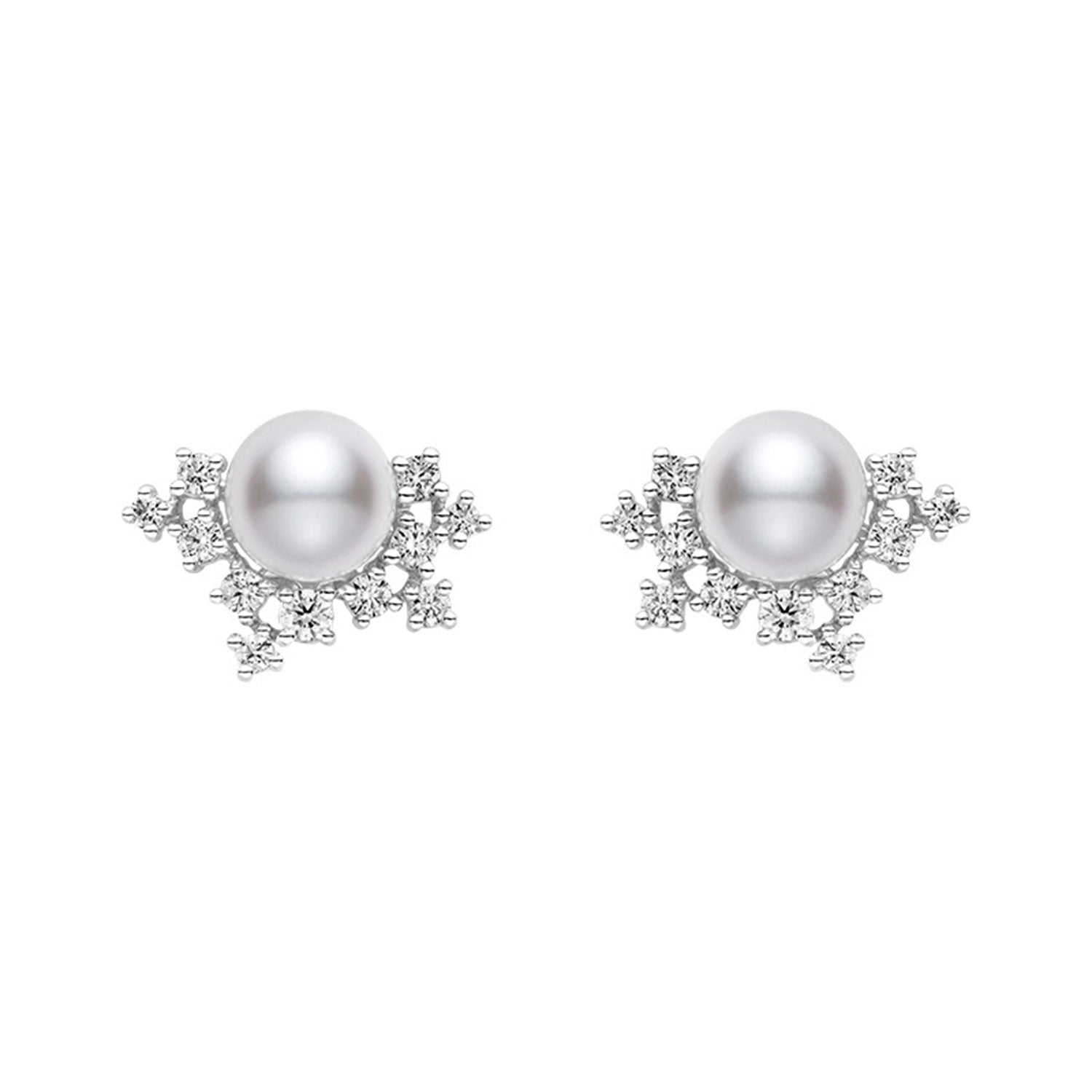 18ct White Gold Pearl And Diamond Cluster Earrings