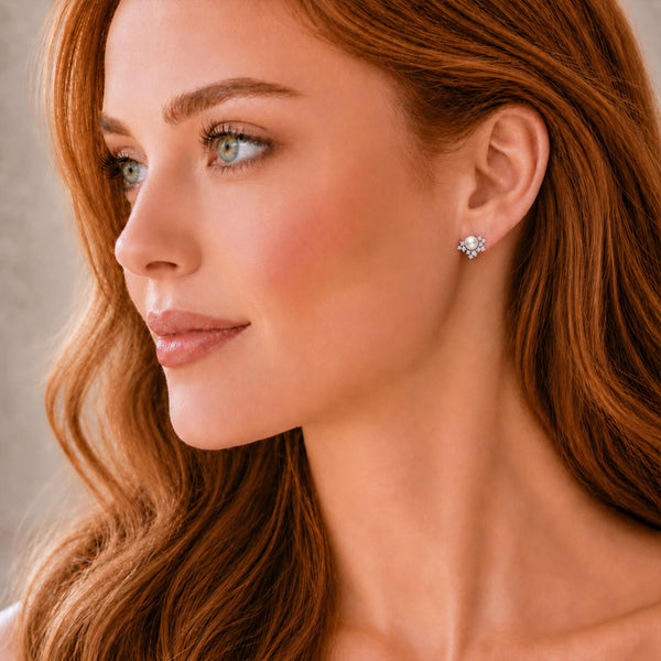Mikimoto 18ct White Gold Pearl And Diamond Cluster Earrings - Berry's Jewellers