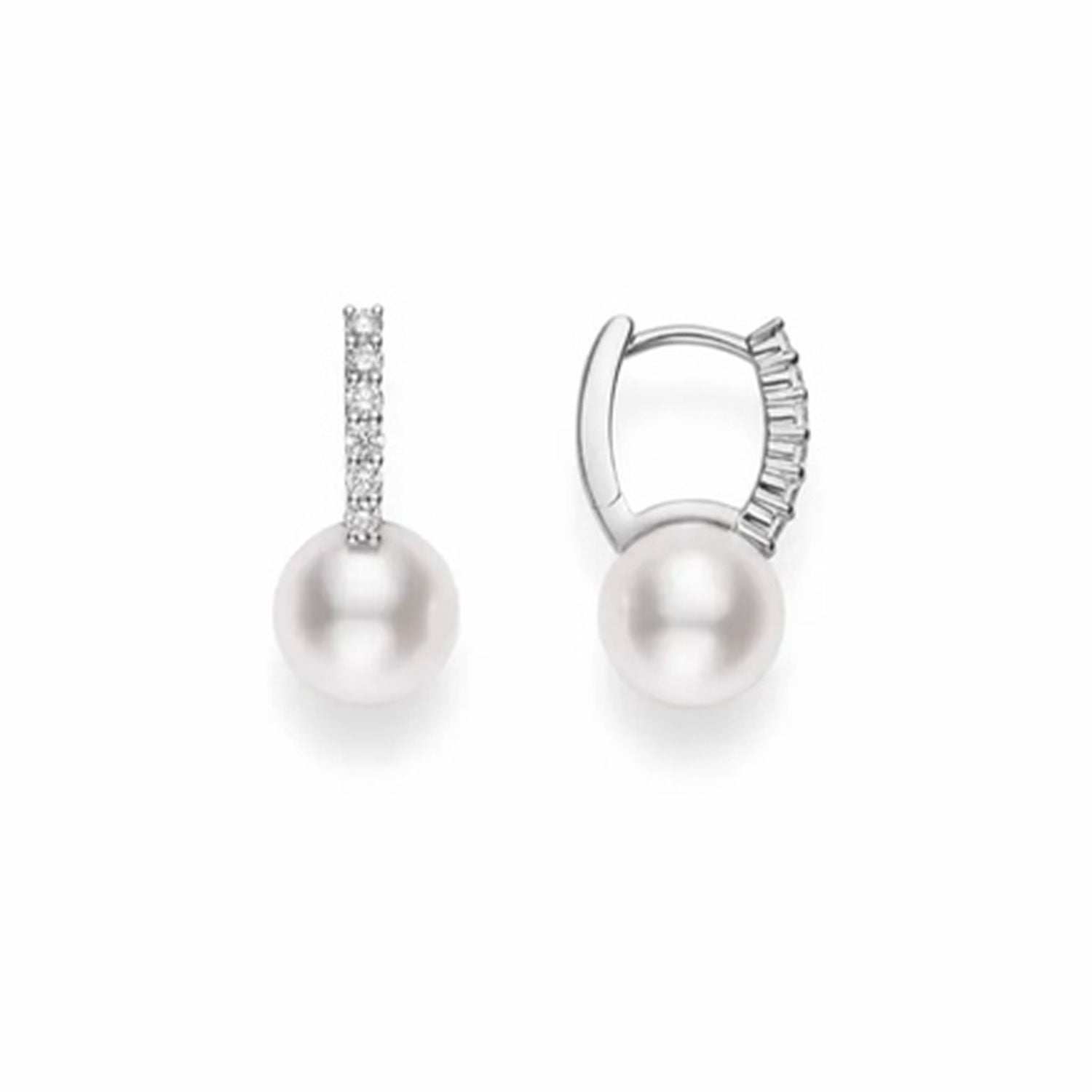 Mikimoto Classic Elegance 18ct White Gold Cultured Pearl And Diamond Earrings - Berry's Jewellers
