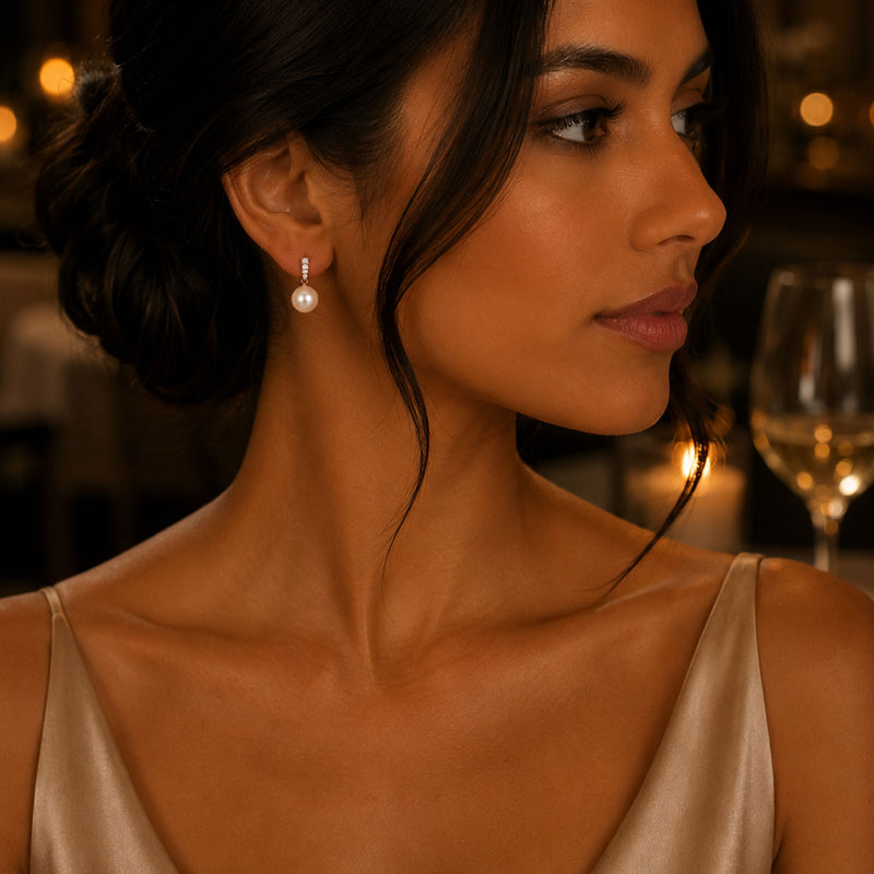 Morning Dew 18ct Rose Gold Pearl And Diamond Earrings