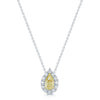 Platinum Pear Cut Yellow Diamond Halo Pendant
