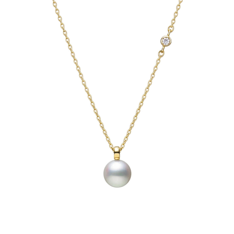 Mikimoto 18ct Yellow Gold Pearl And Diamond Pendant - Berry's Jewellers