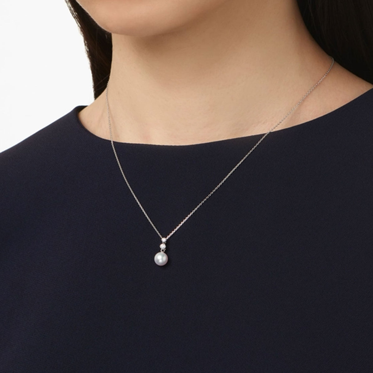 Morning Dew 18ct White Gold Pearl and Diamond Pendant