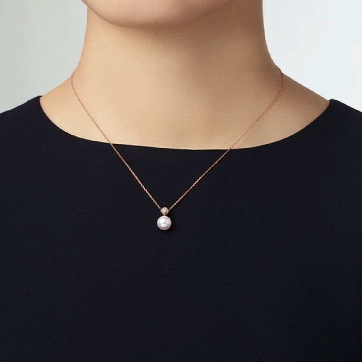 18ct Rose Gold Pearl and Diamond Pendant
