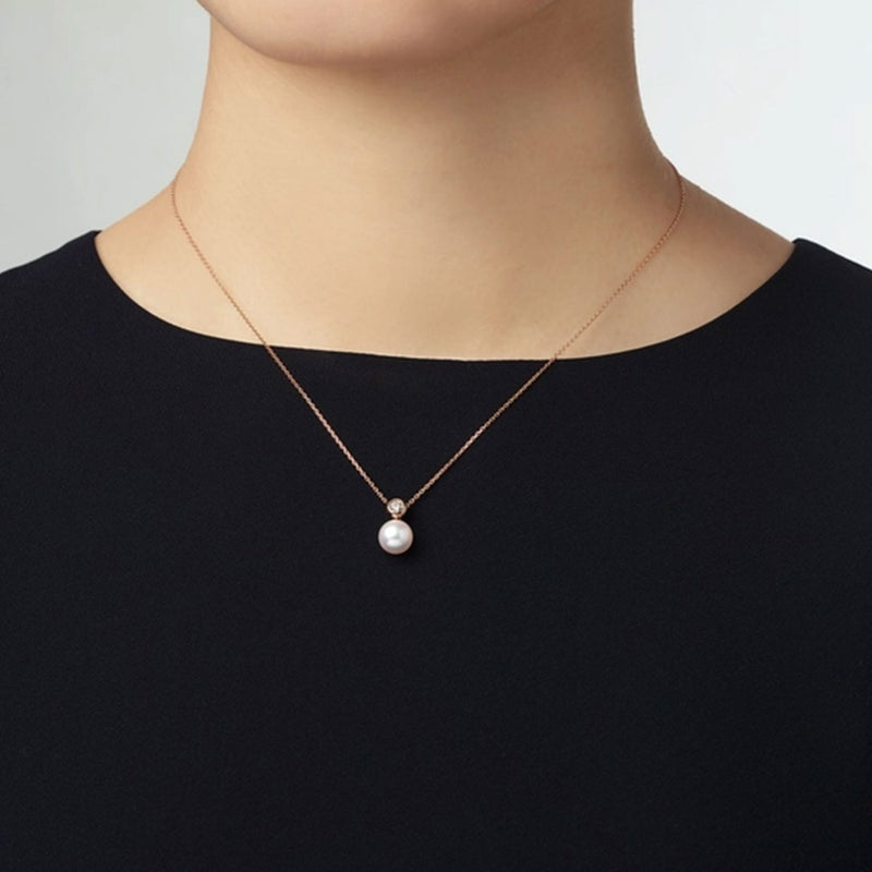 18ct Rose Gold Pearl and Diamond Pendant