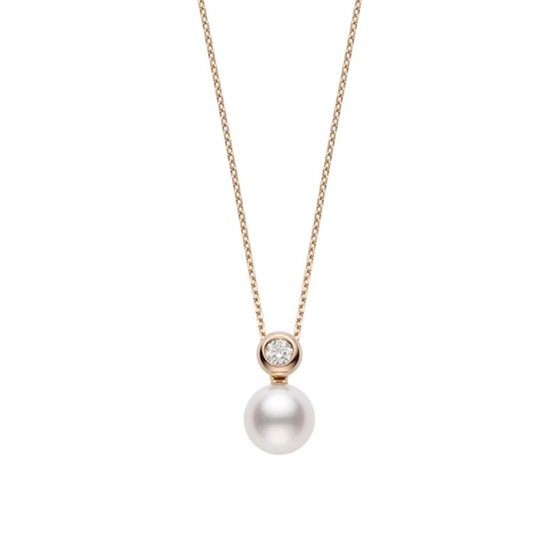 18ct Rose Gold Pearl and Diamond Pendant
