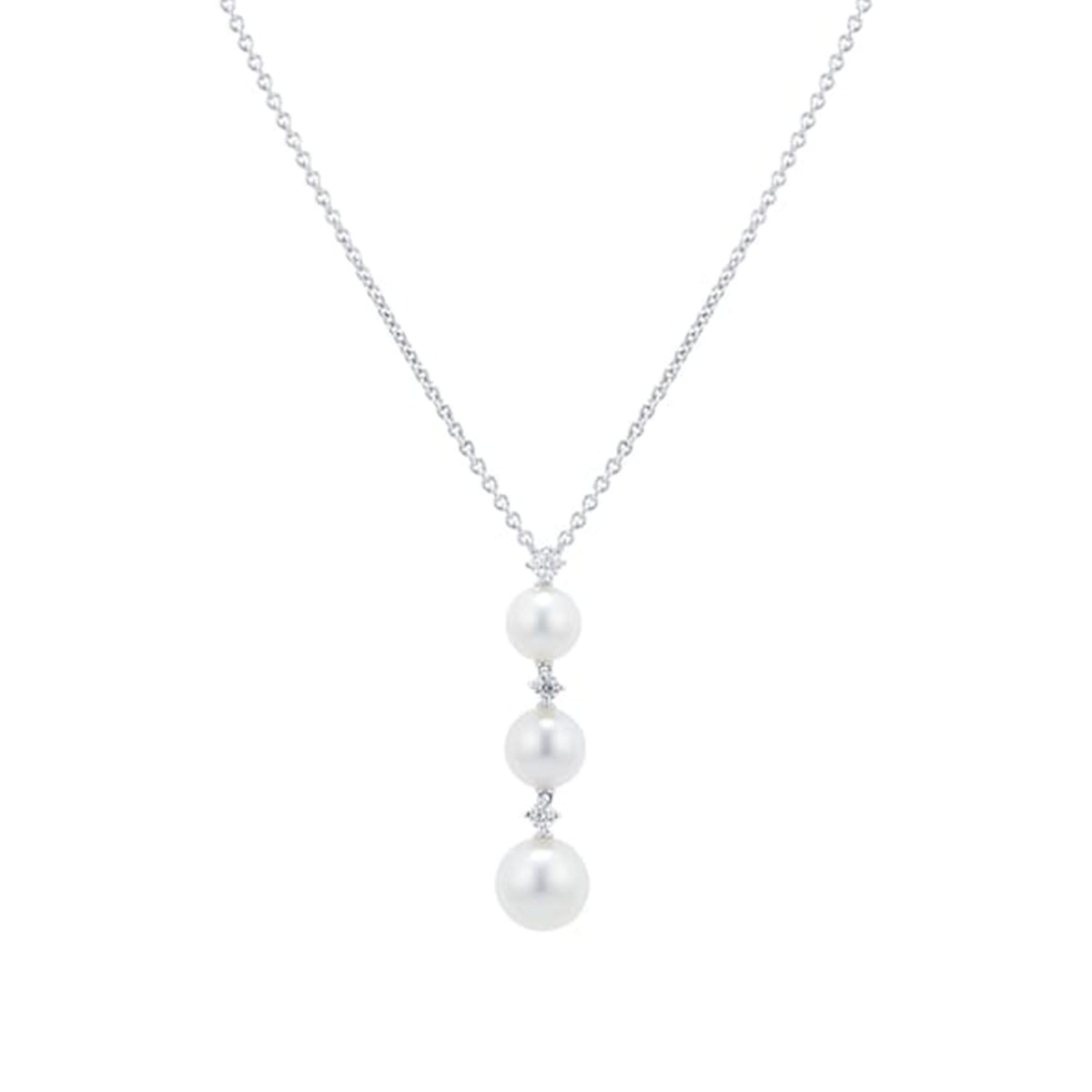 18ct White Gold Pearl and Diamond Drop Pendant