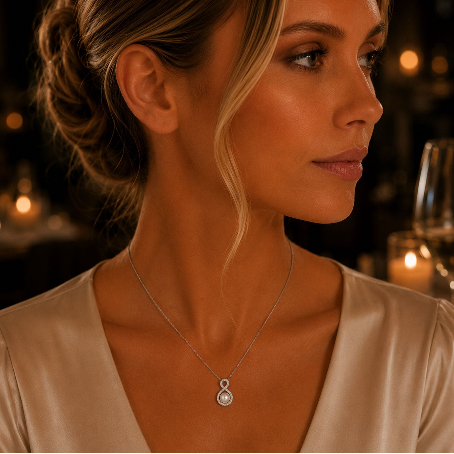 18ct White Gold Pearl And Diamond Pendant