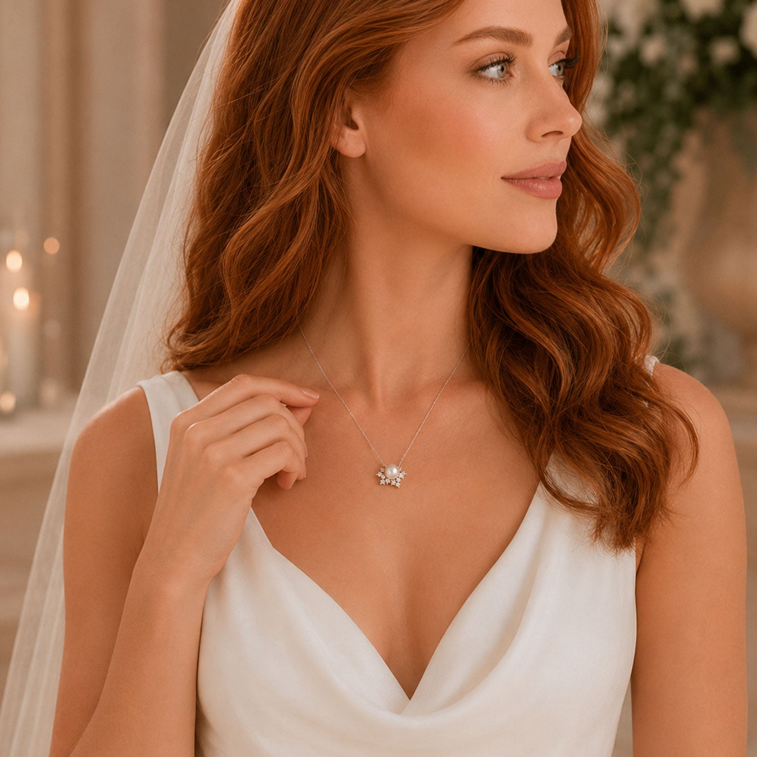 Mikimoto 18ct White Gold Pearl And Diamond Cluster Pendant - Berry's Jewellers