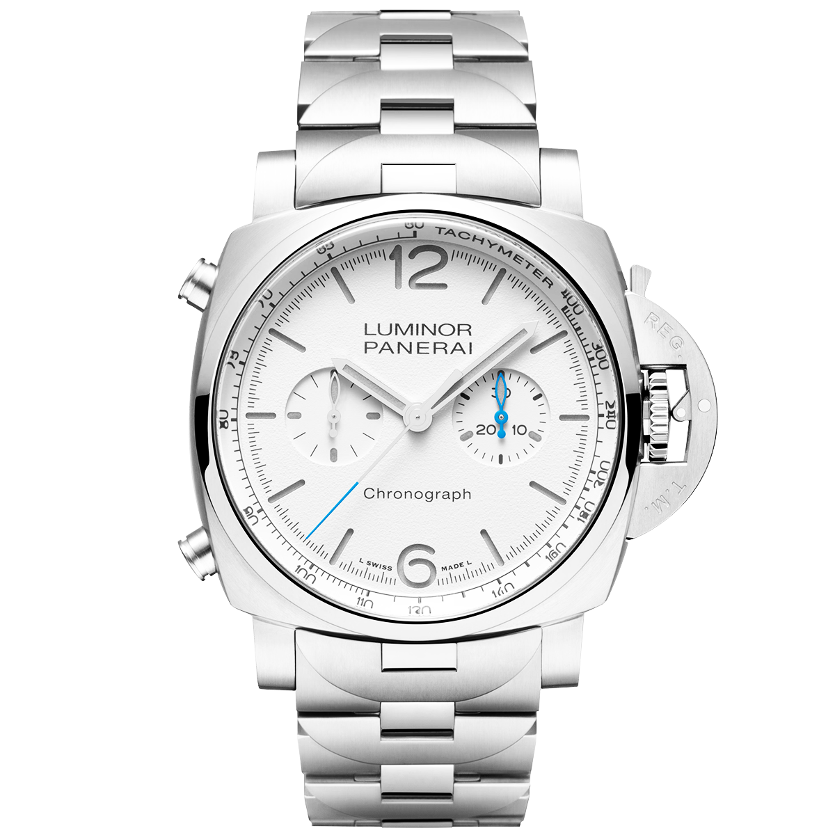 Luminor 44mm White Dial Automatic Chronograph Bracelet Watch