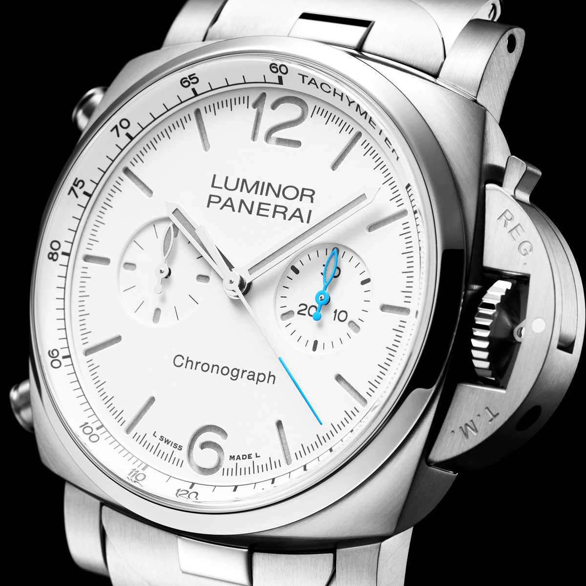 Luminor 44mm White Dial Automatic Chronograph Bracelet Watch