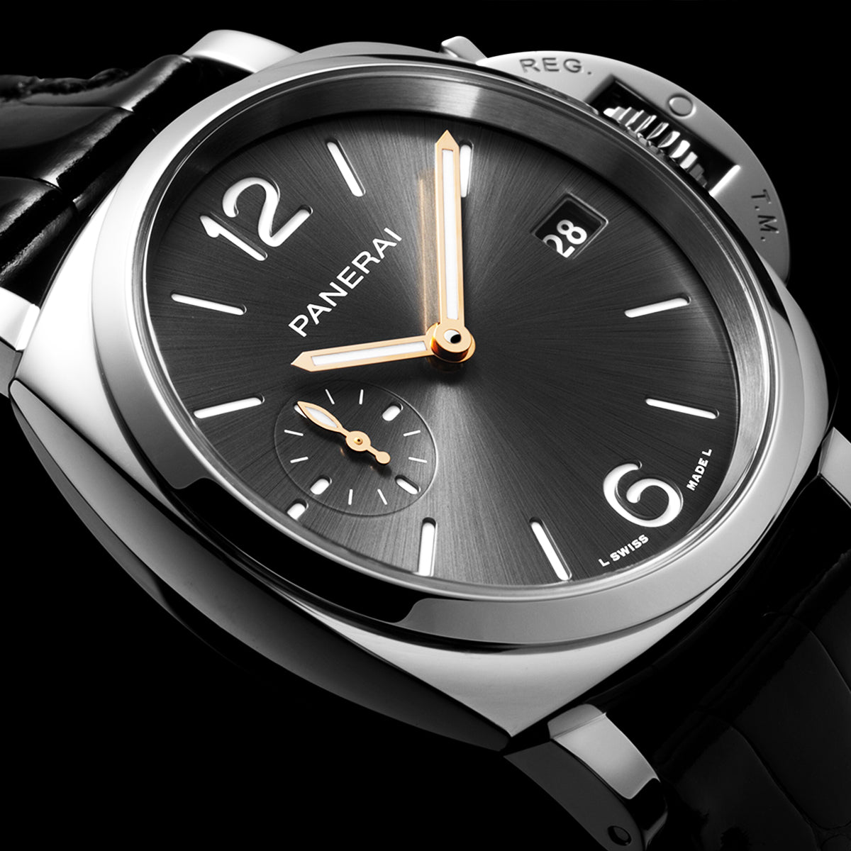 Luminor Due 38mm Anthracite Dial Automatic Leather Strap Watch