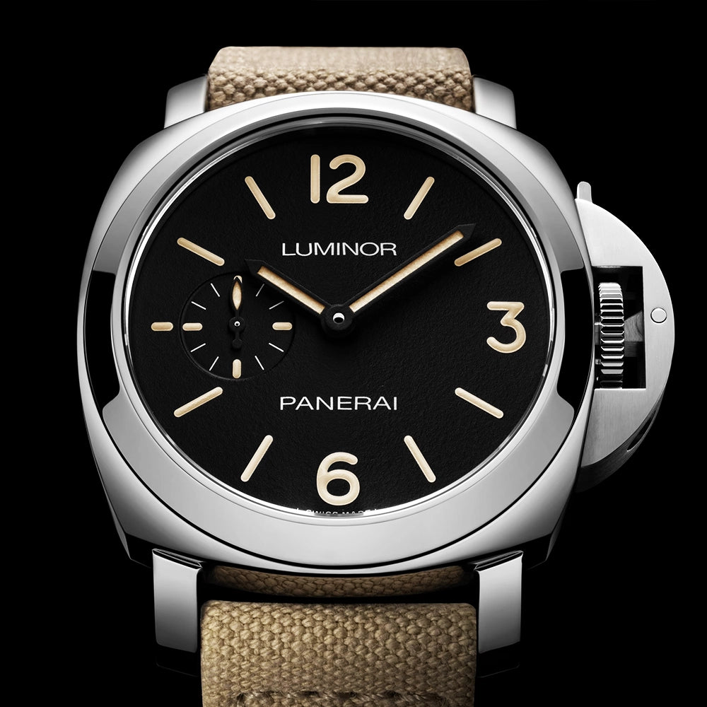 Panerai Luminor 42mm Matte Black Dial Textile Strap Automatic Watch - Berry's Jewellers
