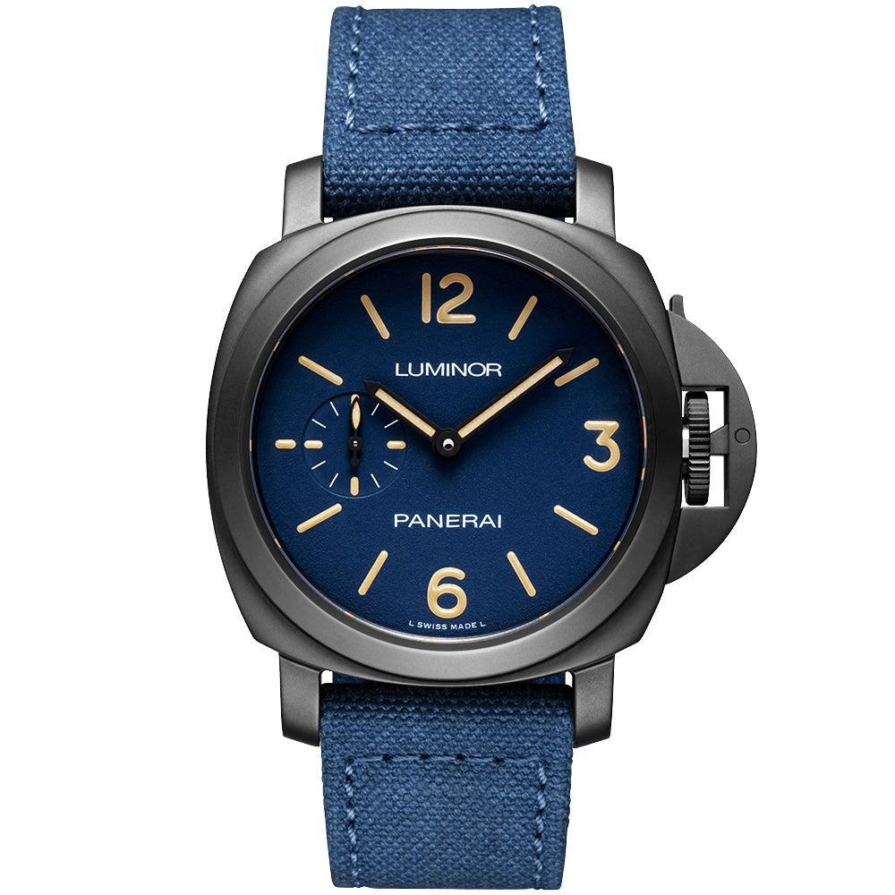 Luminor 42mm Black DLC Matte Blue Dial Mens Automatic Watch