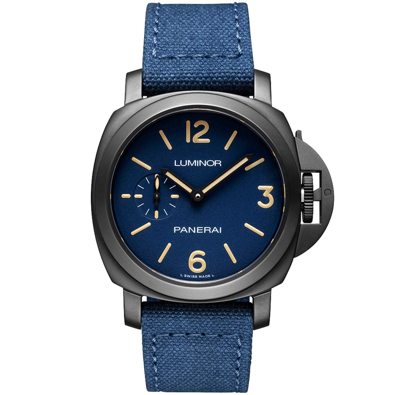 Luminor 42mm Black DLC Matte Blue Dial Mens Automatic Watch