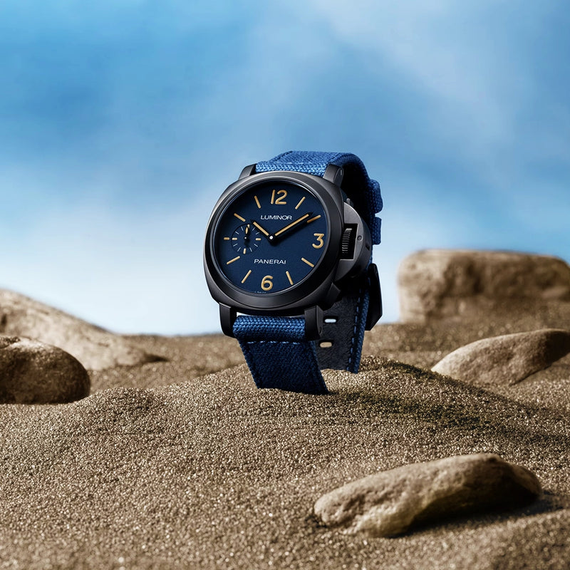 Luminor 42mm Black DLC Matte Blue Dial Mens Automatic Watch
