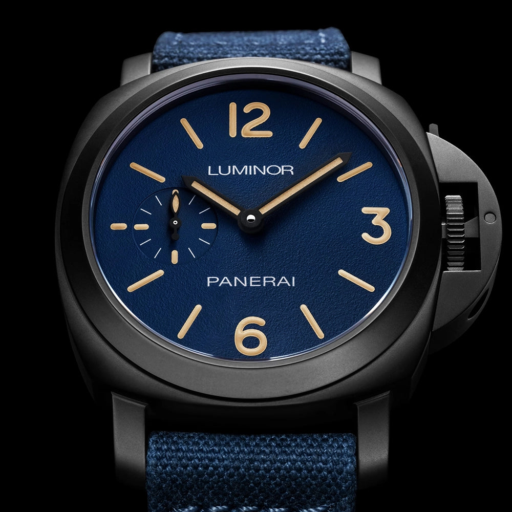 Luminor 42mm Black DLC Matte Blue Dial Mens Automatic Watch