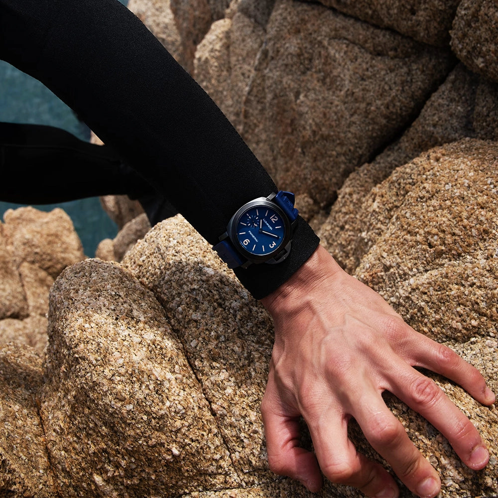 Luminor 42mm Black DLC Matte Blue Dial Mens Automatic Watch