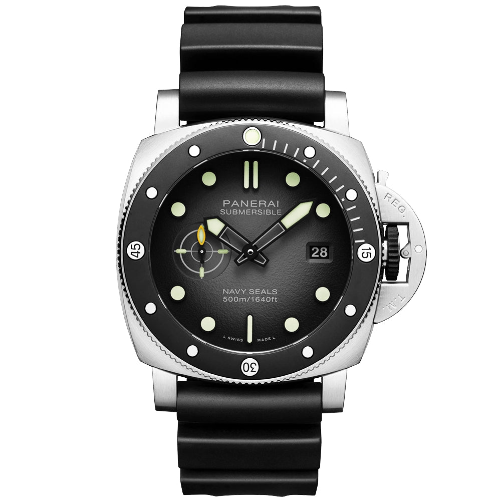 Submersible Navy SEALs Edition 44mm Black Dial Strap Watch