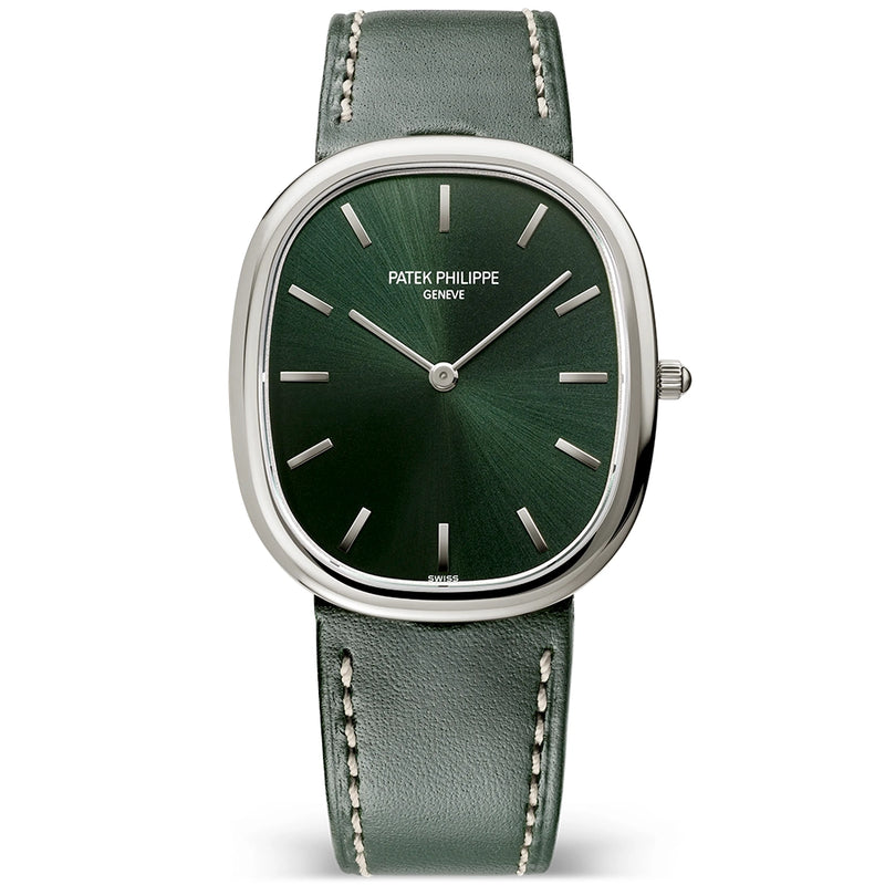 Patek Philippe Golden Ellipse 18ct White Gold Olive Green Dial Ladies Watch - Berry's Jewellers