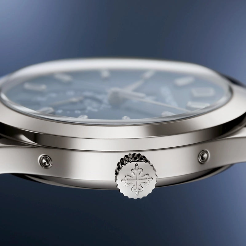 Patek Philippe Complications Annual Calendar Moon Phases Blue Diamond Dial Watch - Berry's Jewellers