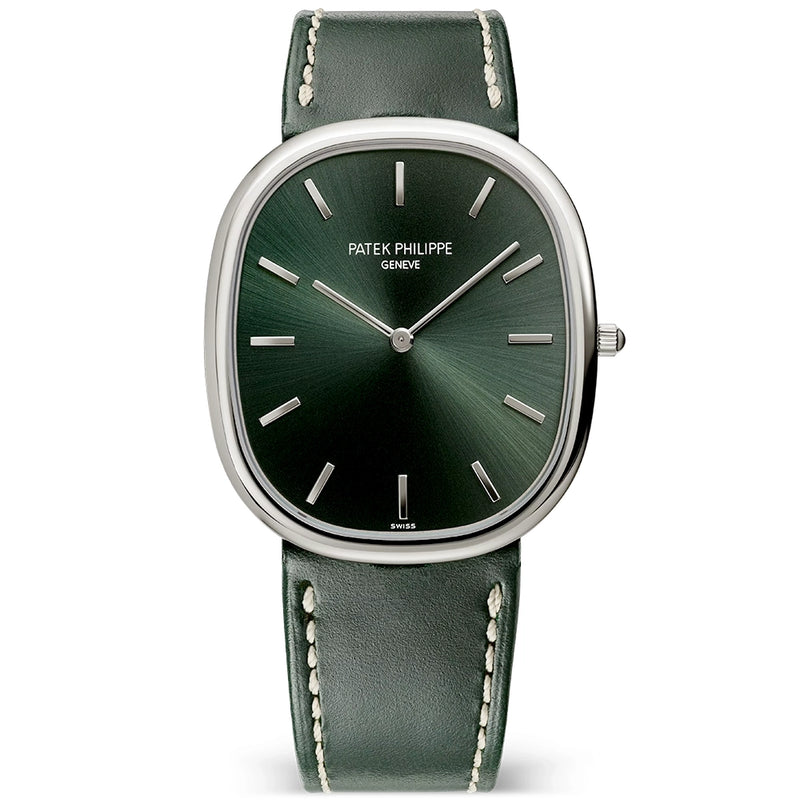 Patek Philippe Golden Ellipse 18ct White Gold Olive Green Dial Mens Watch - Berry's Jewellers