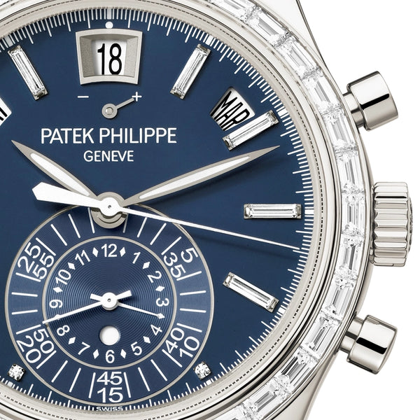 Patek Philippe Complications Annual Calendar Chronograph Platinum Diamond Set Watch - Berry's Jewellers
