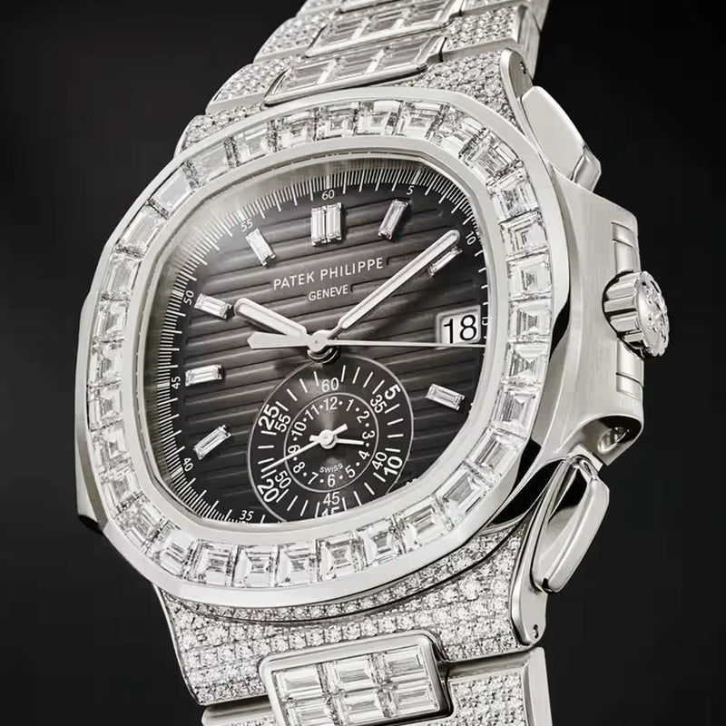 Nautilus Haute Joallerie Flyback Chronograph 18ct White Gold Diamond Set Watch