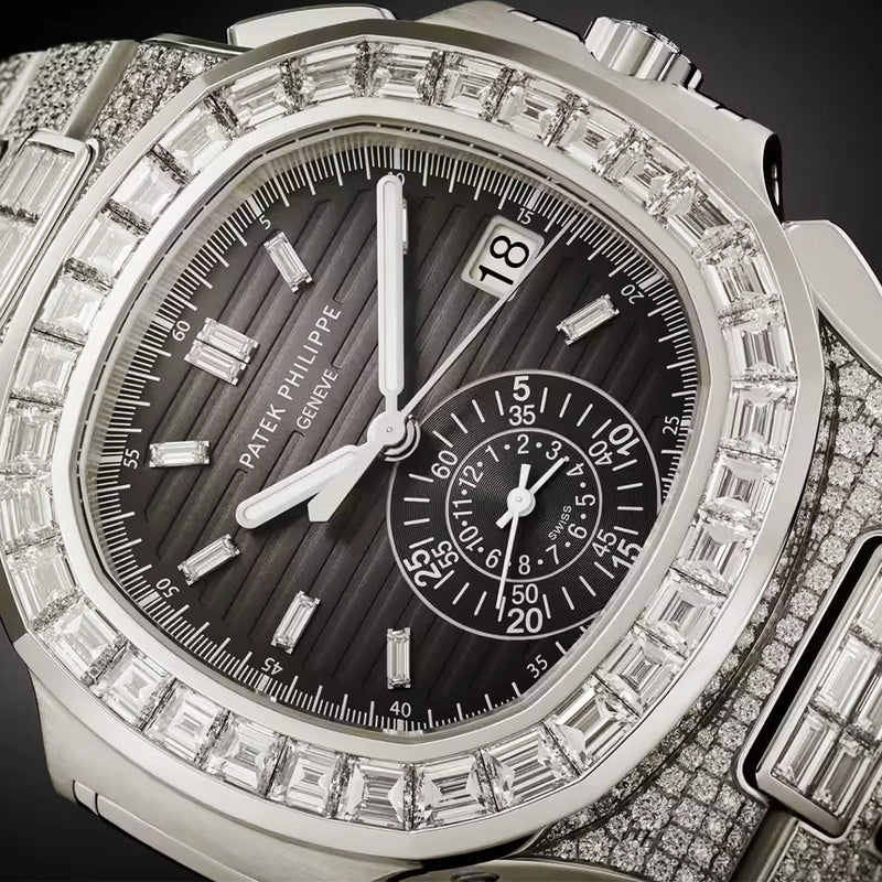 Nautilus Haute Joallerie Flyback Chronograph 18ct White Gold Diamond Set Watch