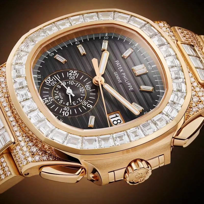 Nautilus Haute Joallerie Flyback Chronograph 18ct Rose Gold Diamond Set Watch