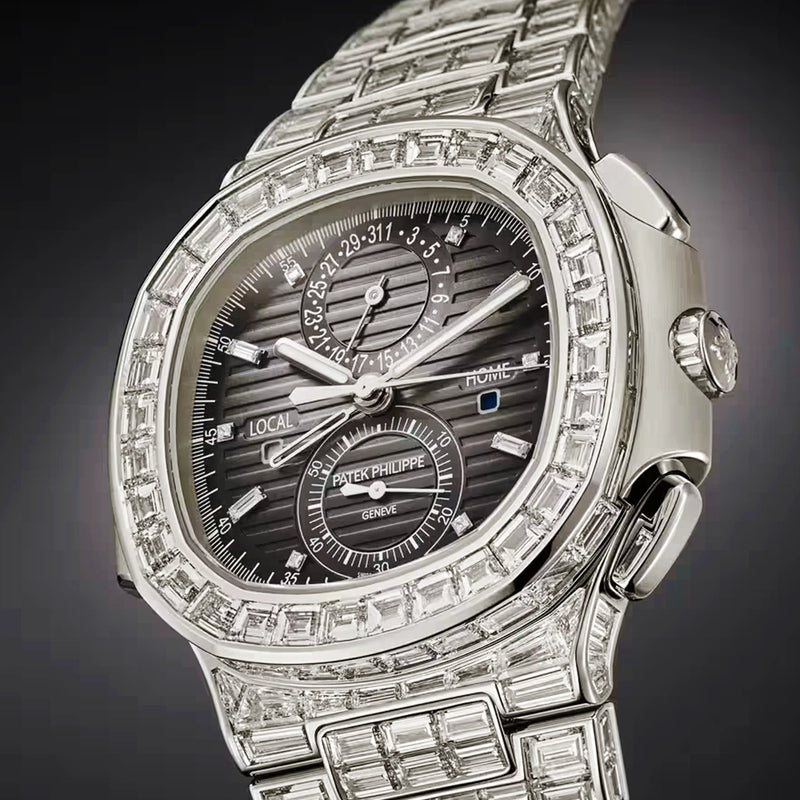 Nautilus Haute Joallerie Flyback Chronograph 18ct White Gold Diamond Set Mens Watch 5990/1400G-001