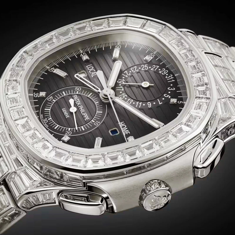 Nautilus Haute Joallerie Flyback Chronograph 18ct White Gold Diamond Set Mens Watch 5990/1400G-001