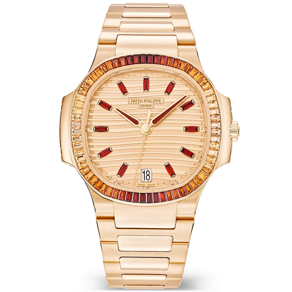 Nautilus Joaillerie 35.2mm 18ct Rose Gold Gemstone Set Automatic Watch 7118/1300R-001