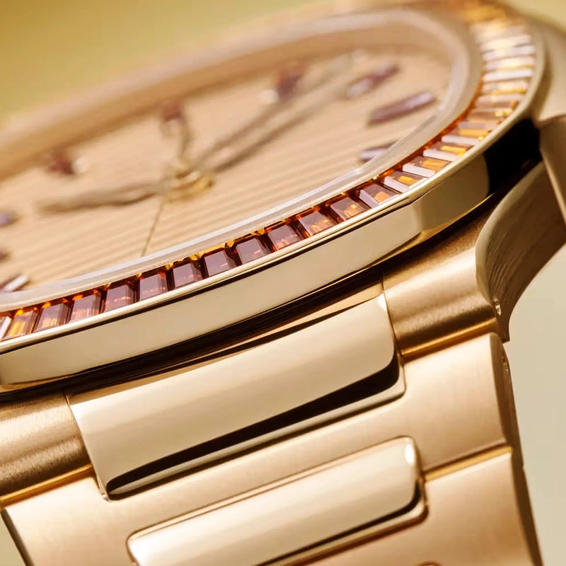 Nautilus Joaillerie 35.2mm 18ct Rose Gold Gemstone Set Automatic Watch 7118/1300R-001