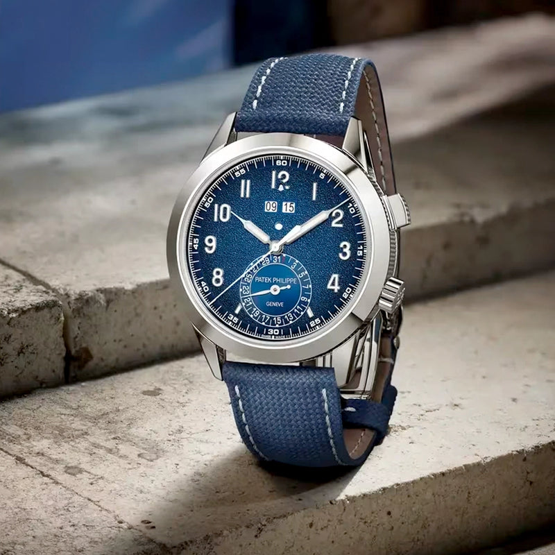 Patek Philippe Grand Complications 24hr-Alarm 18ct White Gold Blue Textured Dial Watch - Berry's Jewellers