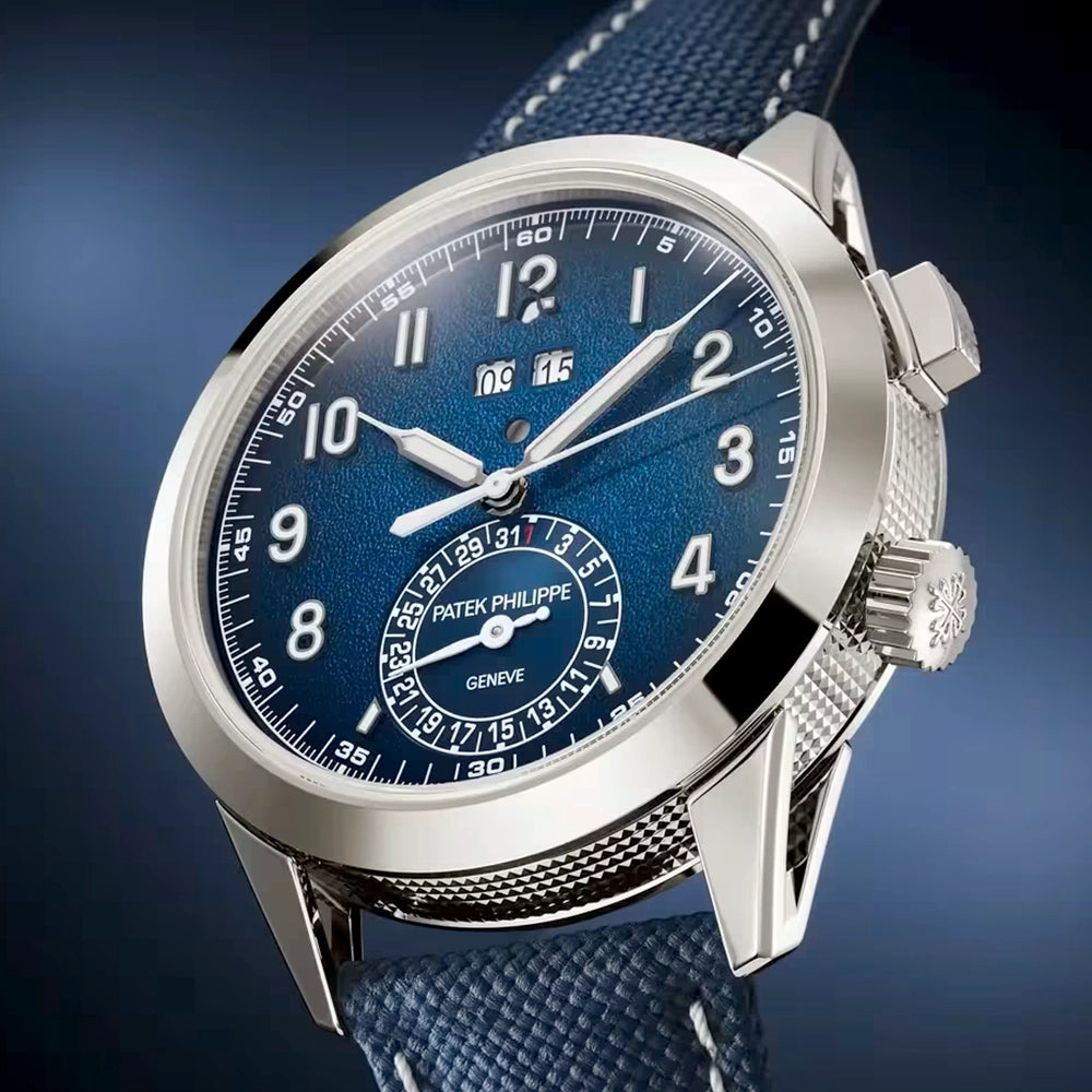 Patek Philippe Grand Complications 24hr-Alarm 18ct White Gold Blue Textured Dial Watch - Berry's Jewellers