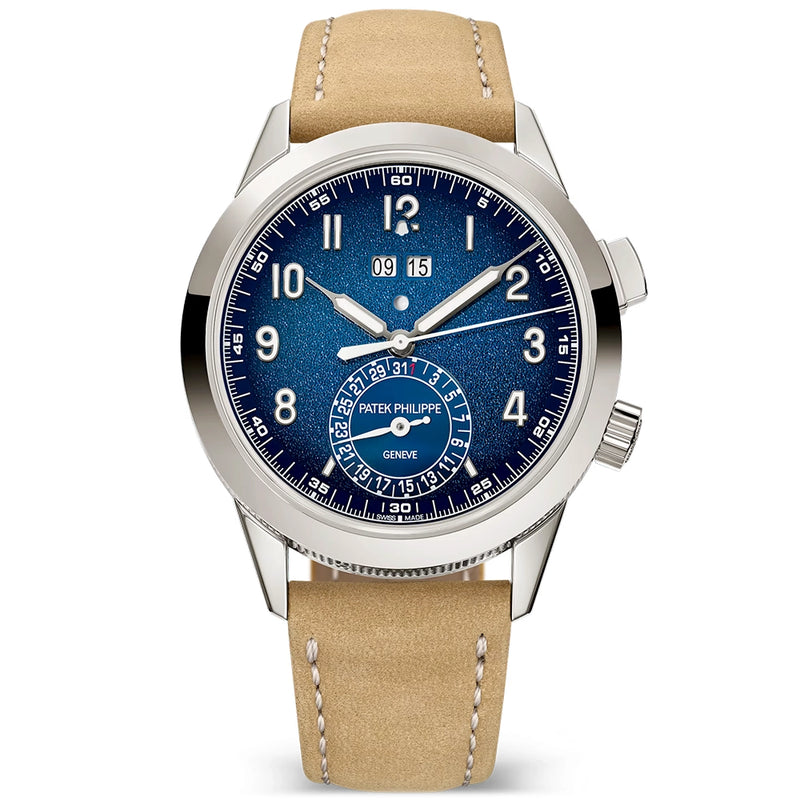 Patek Philippe Grand Complications 24hr-Alarm 18ct White Gold Blue Textured Dial Watch - Berry's Jewellers