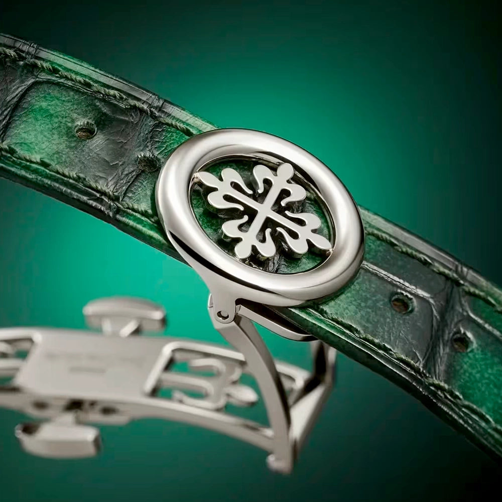 Patek Philippe Grand Complications 24hr-Alarm 18ct White Gold Green Textured Dial Watch - Berry's Jewellers