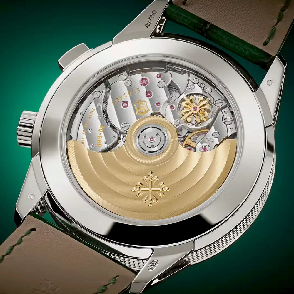 Patek Philippe Grand Complications 24hr-Alarm 18ct White Gold Green Textured Dial Watch - Berry's Jewellers