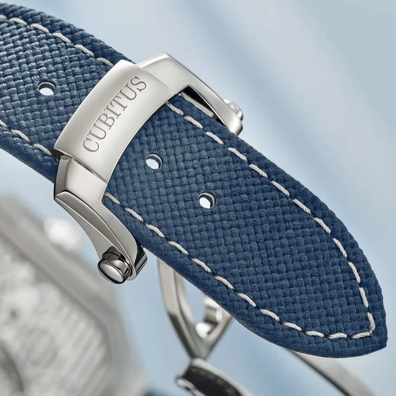 Patek Philippe Cubitus Perpetual Calendar 45mm Platinum Skeleton Blue Dial Watch - Berry's Jewellers